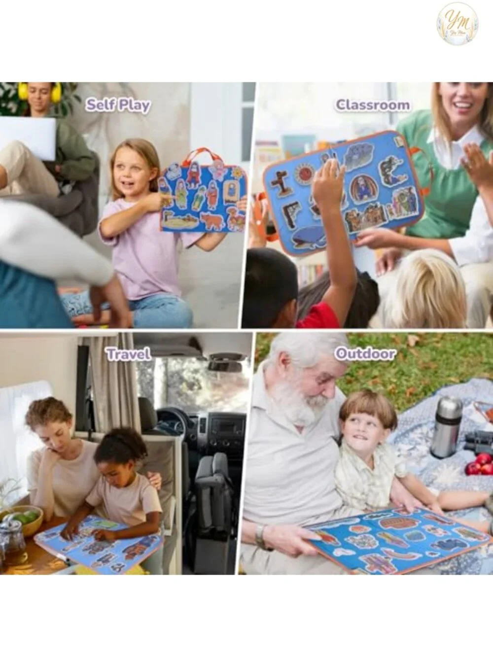 12-Pack Felt Bible Story Figures with Foldable Board for Preschool Teaching